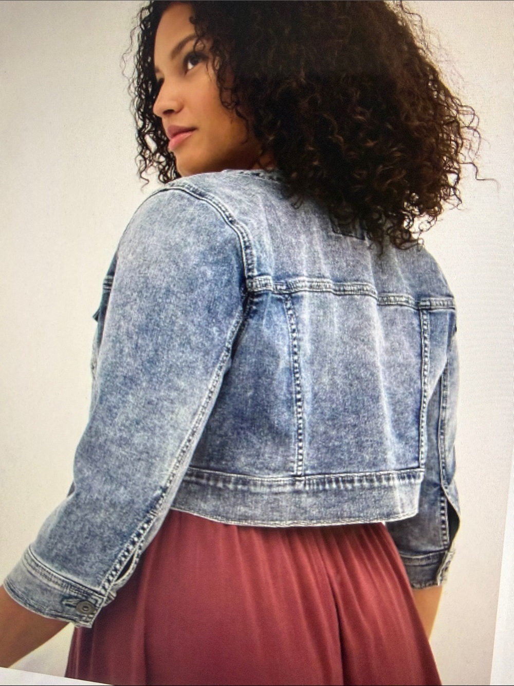 torrid Light Washed Stretch Denim Cropped Jacket 3/4 Sleeves 1X 14-16 Fall Ready - Picture 3 of 16